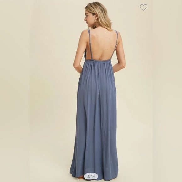 Wishlist- Blue Spaghetti Strap Maxi Dress - L - Picture 3 of 7